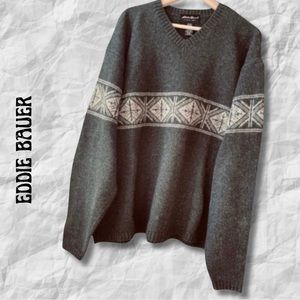 {Eddie Bauer} Men’s WOOL/COTTON Blend V-Neck Sweater